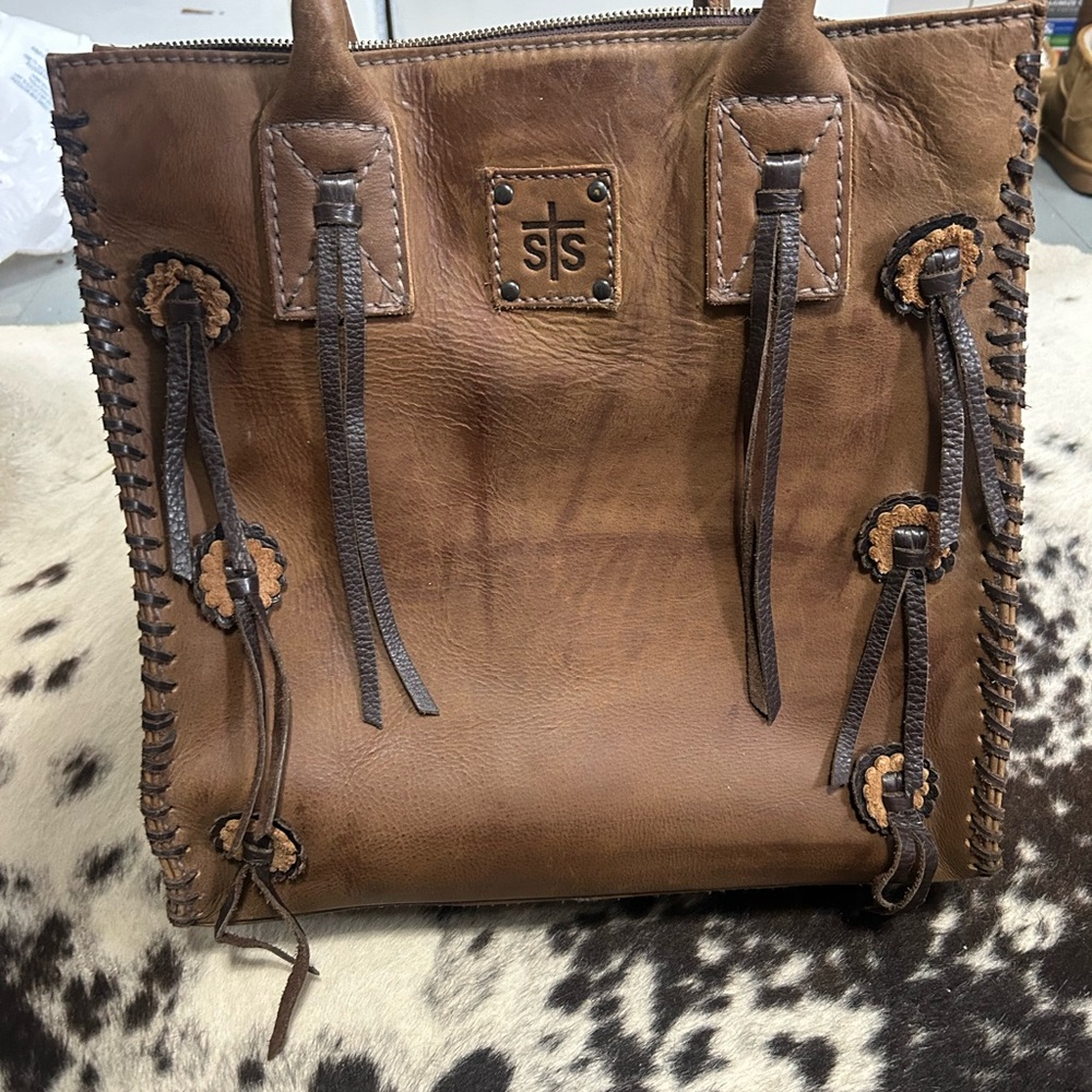 STS Ranchwear Rustic Brown Leather Chaps Tote Large - Picture 1 of 5